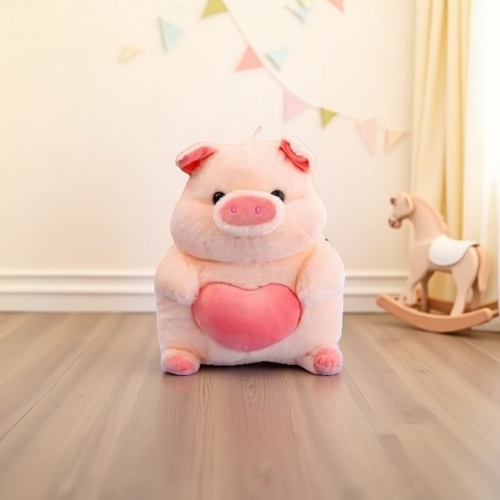 Pink plush little pig figurine for home decoration, cute bedroom bedside storage doll details Picture