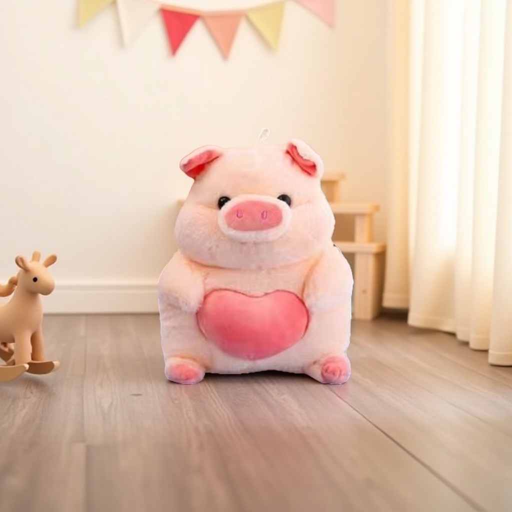 Pink plush little pig figurine for home decoration, cute bedroom bedside storage doll Application Scenario