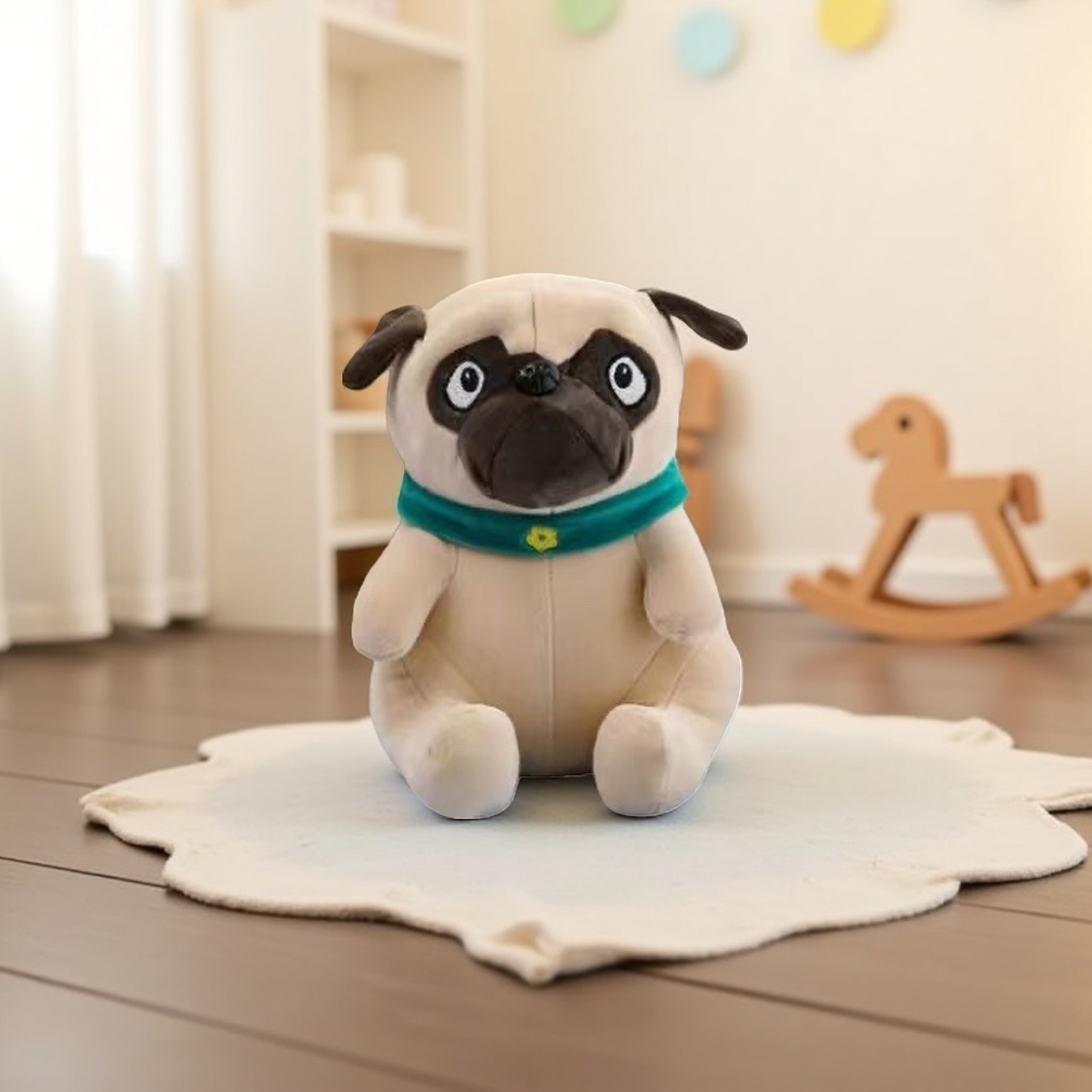 Plush toys, pugs, cute dog figurines, throw pillows, home decoration details Picture