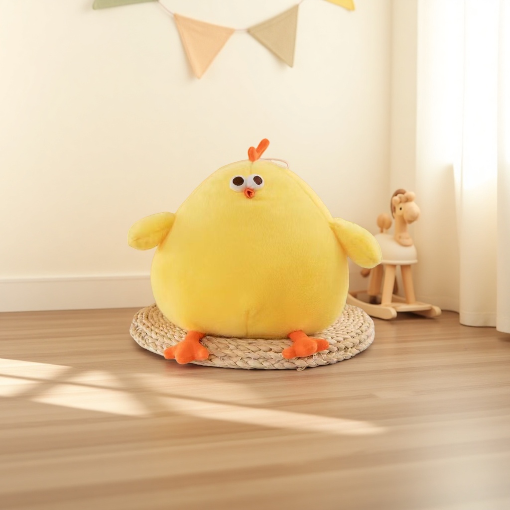 Yellow plush chicken doll, cute and fun fabric throw pillow, children's soothing toy Application Scenario