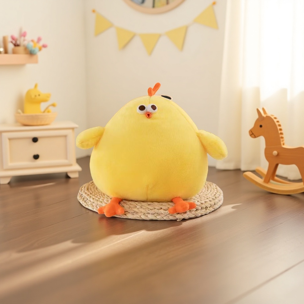 Yellow plush chicken doll, cute and fun fabric throw pillow, children's soothing toy Specification image