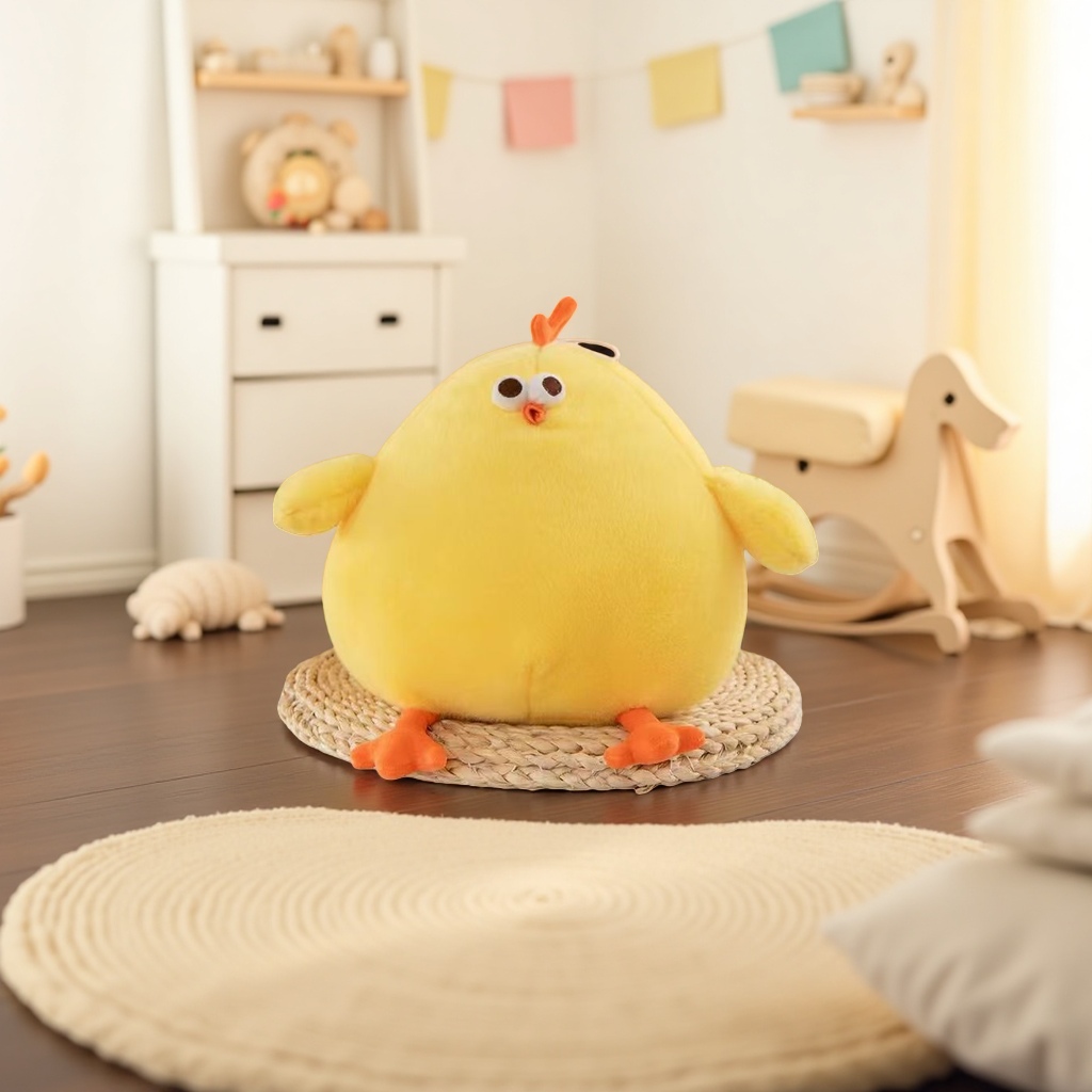 Yellow plush chicken doll, cute and fun fabric throw pillow, children's soothing toy details Picture