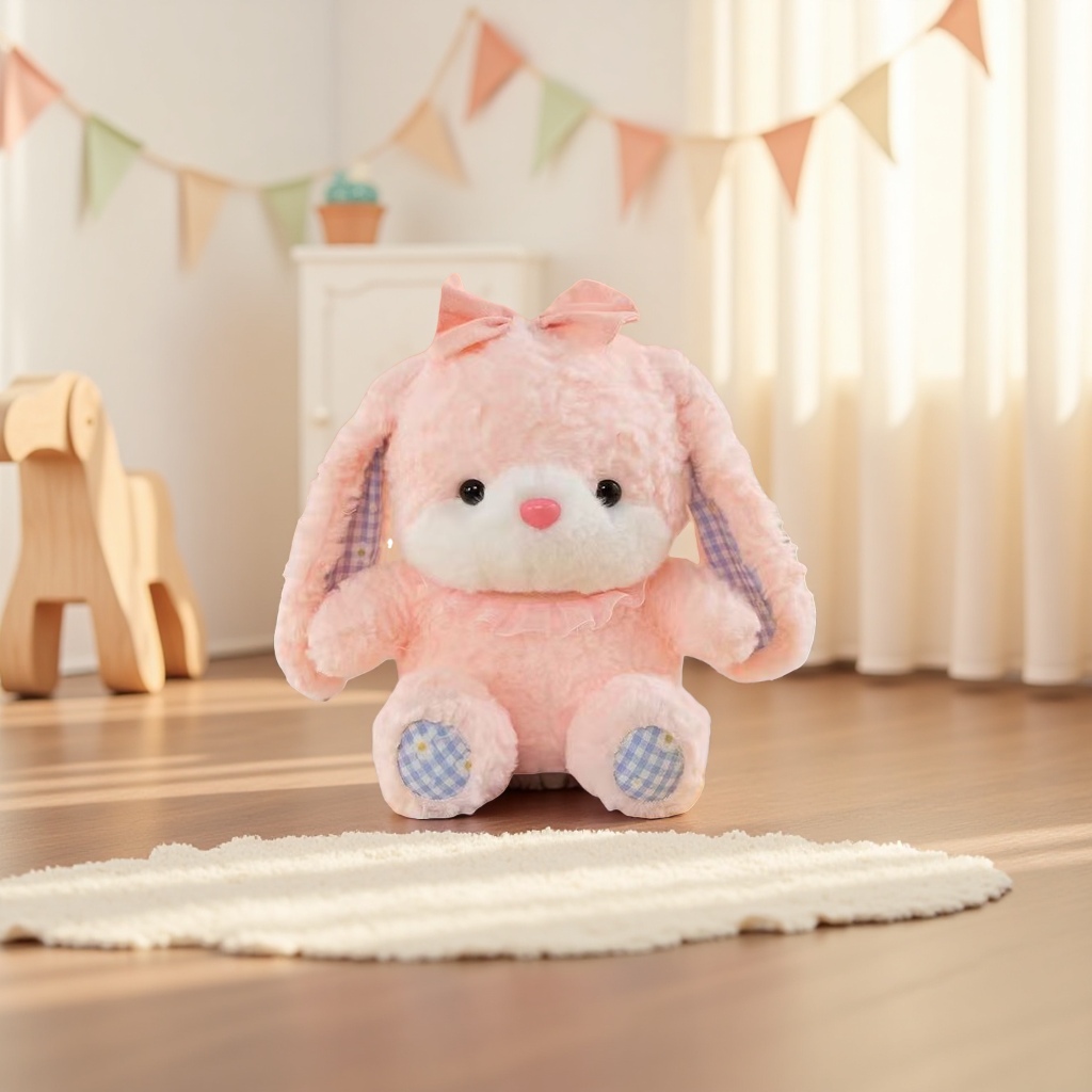 Pink plush rabbit doll cute pillow plush toy girl gift plush rabbit baby details Picture