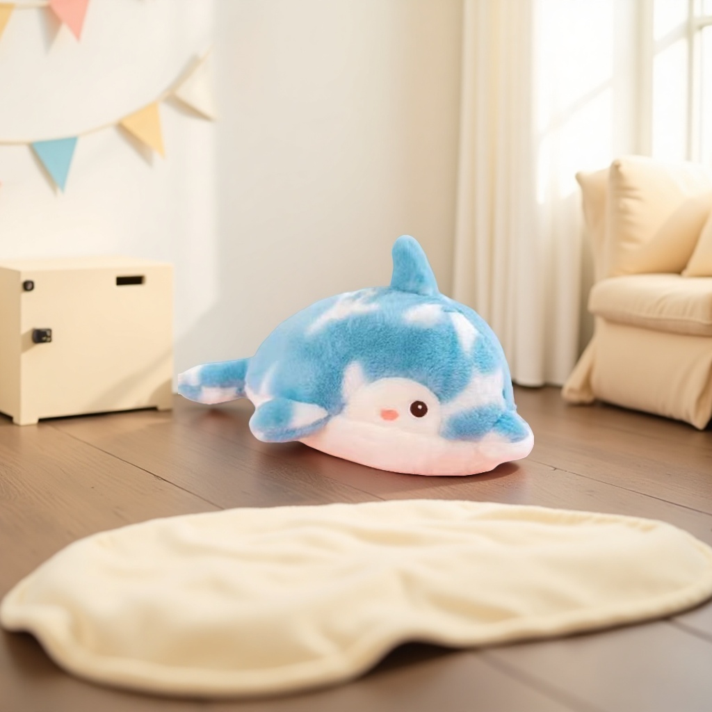 Blue spotted dolphin plush toy, cute and soft pillow, children's gift Specification image