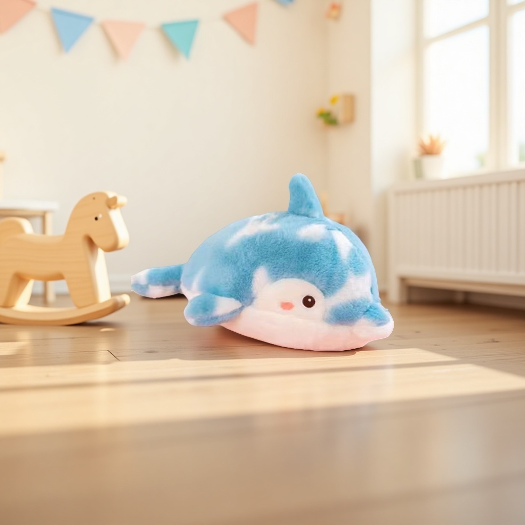 Blue spotted dolphin plush toy, cute and soft pillow, children's gift details Picture