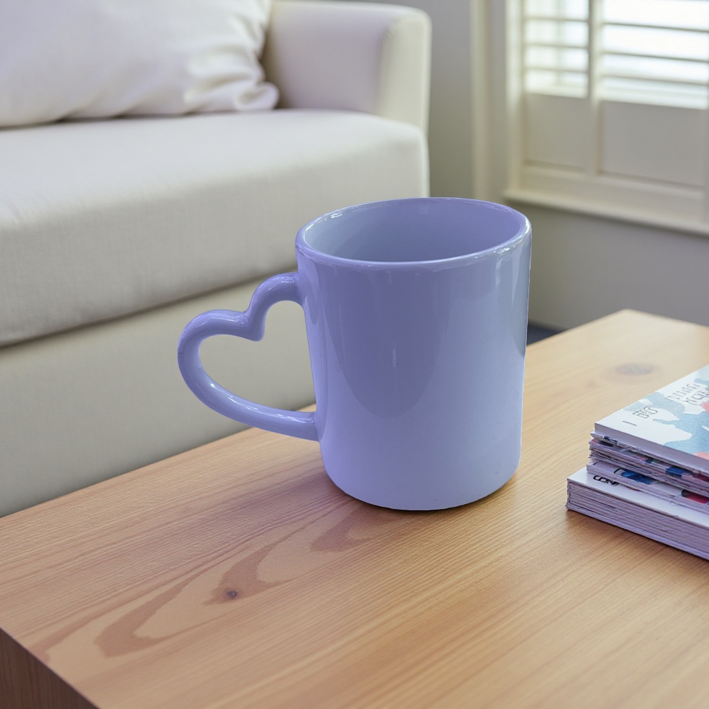 Heat sublimation white heart-shaped handle ceramic cup, heat transfer home simple Nordic-style coffee water cup Application Scenario