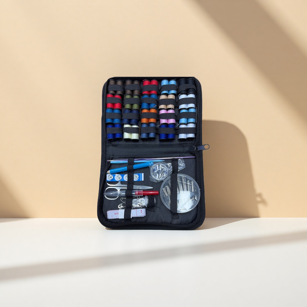 The household sewing tool set includes scissors, thimbles, thread removers and a needle and thread storage box Application Scenario