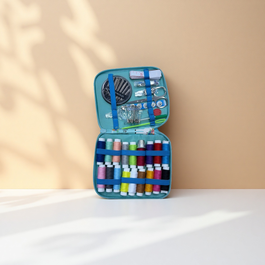 This sewing tool set includes scissors, thimbles, thread removers, rulers, and needle sockets for multi-functional household use Specification image