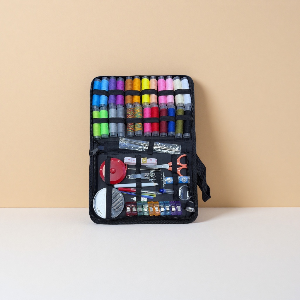 Household sewing tool set, metal scissors, thimble, thread remover, sewing kit, portable storage details Picture