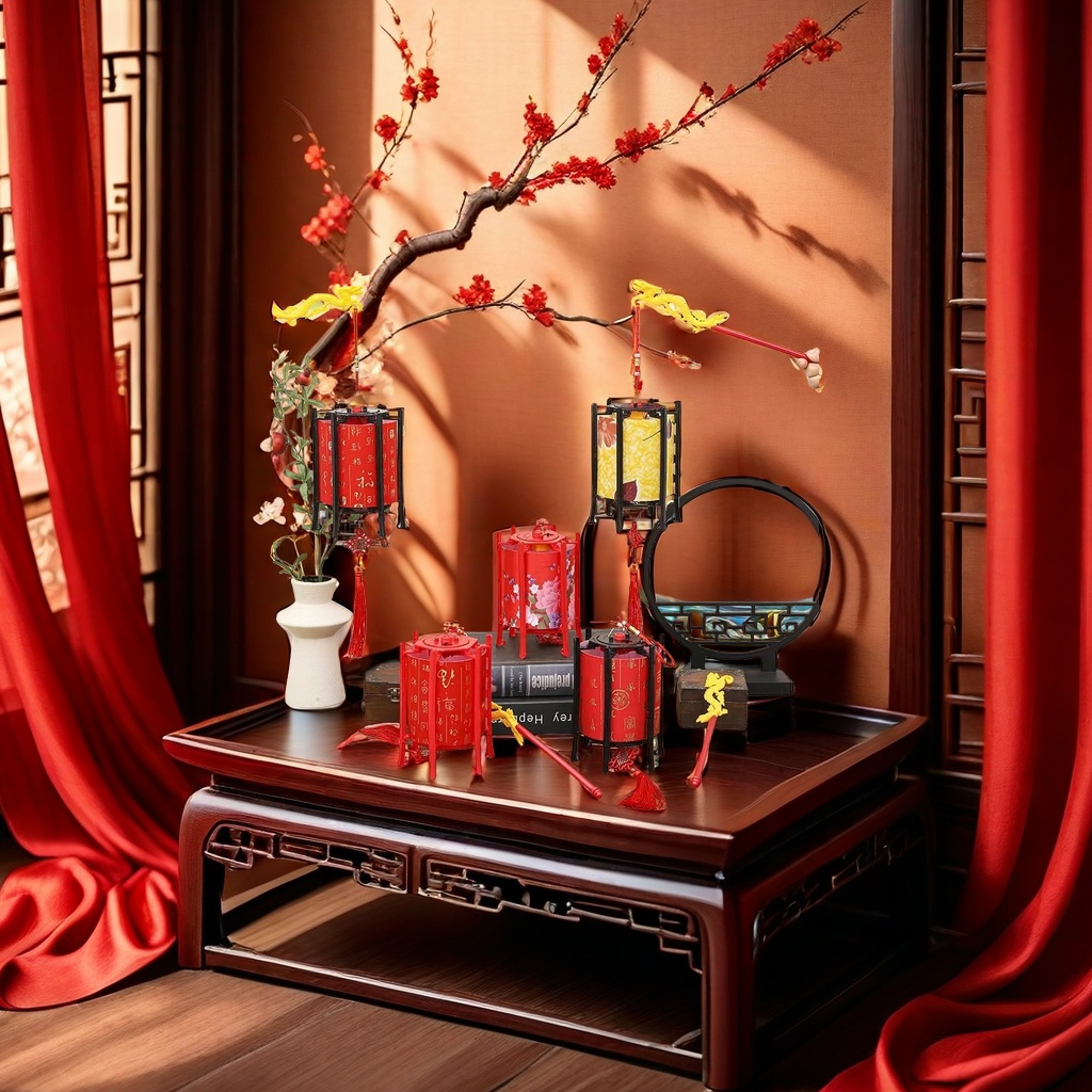Red festive lanterns for traditional festivals, festive hanging decorations, and decorations for the living room and courtyard during the Spring Festival and Lantern Festival details Picture