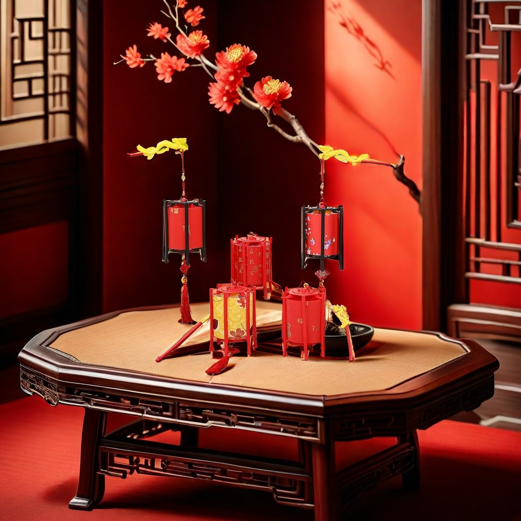 Traditional Chinese-style courtyard porch decorative lanterns with bamboo frames and silk surfaces Specification image