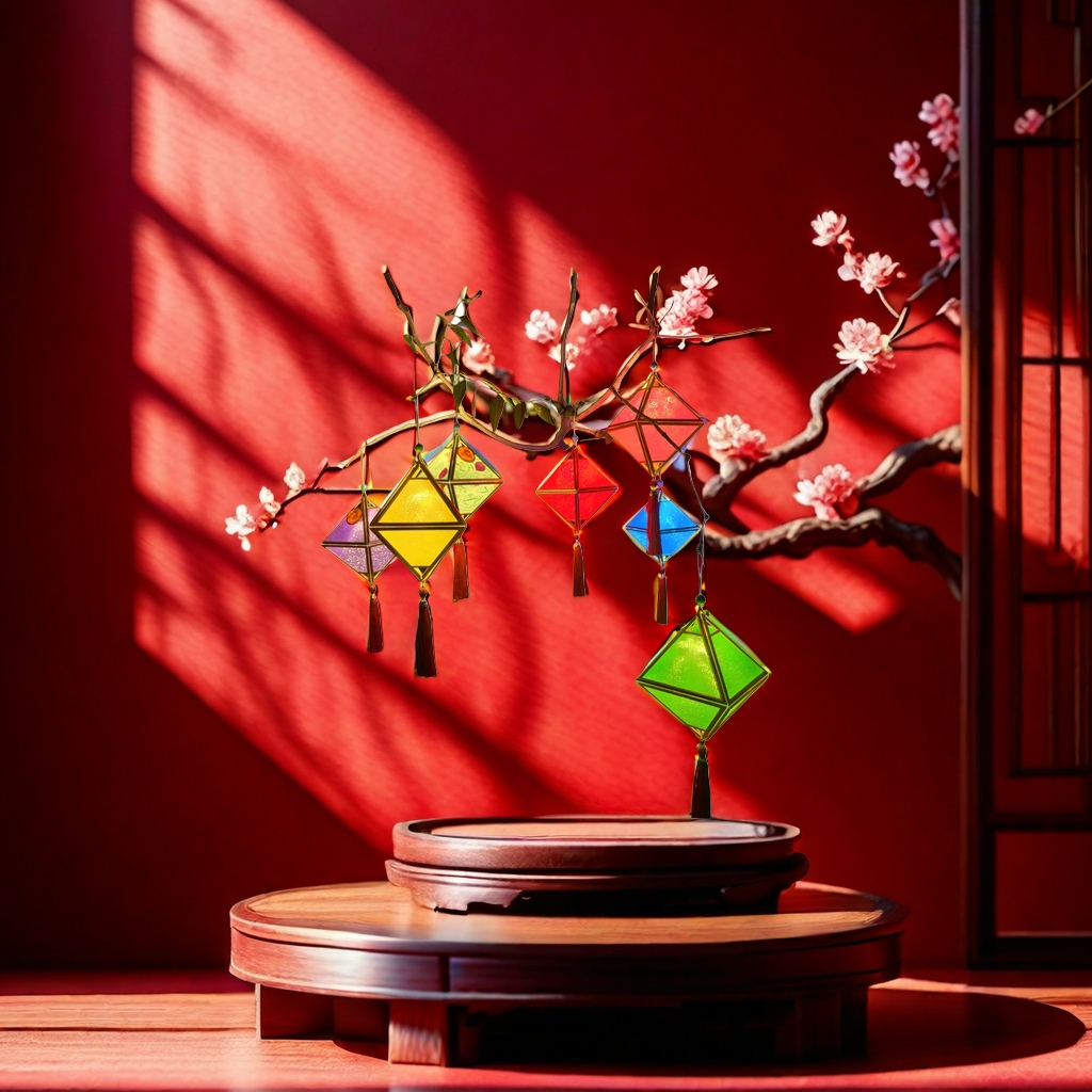 Colorful luminous lanterns, traditional festival decorative lanterns, home courtyard atmosphere lights details Picture