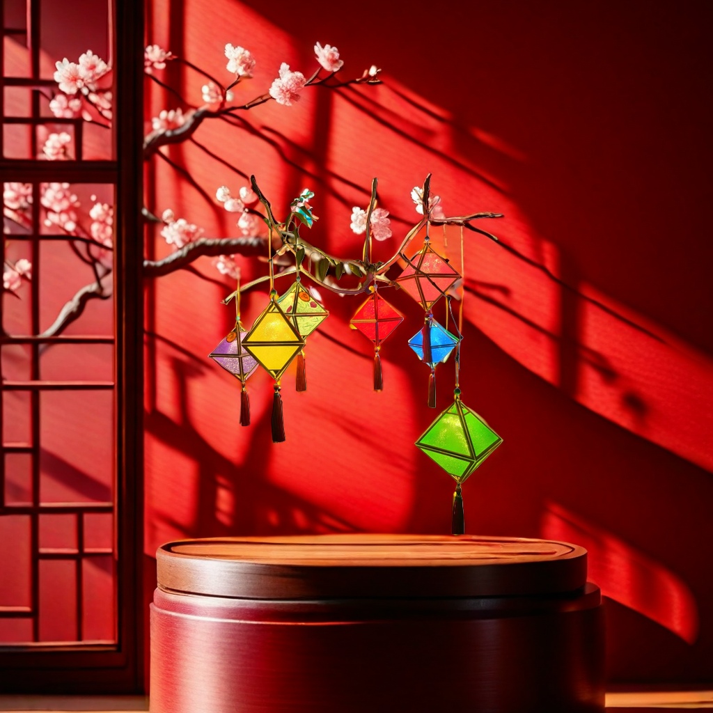 Colorful luminous lanterns, traditional festival decorative lanterns, home courtyard atmosphere lights Specification image
