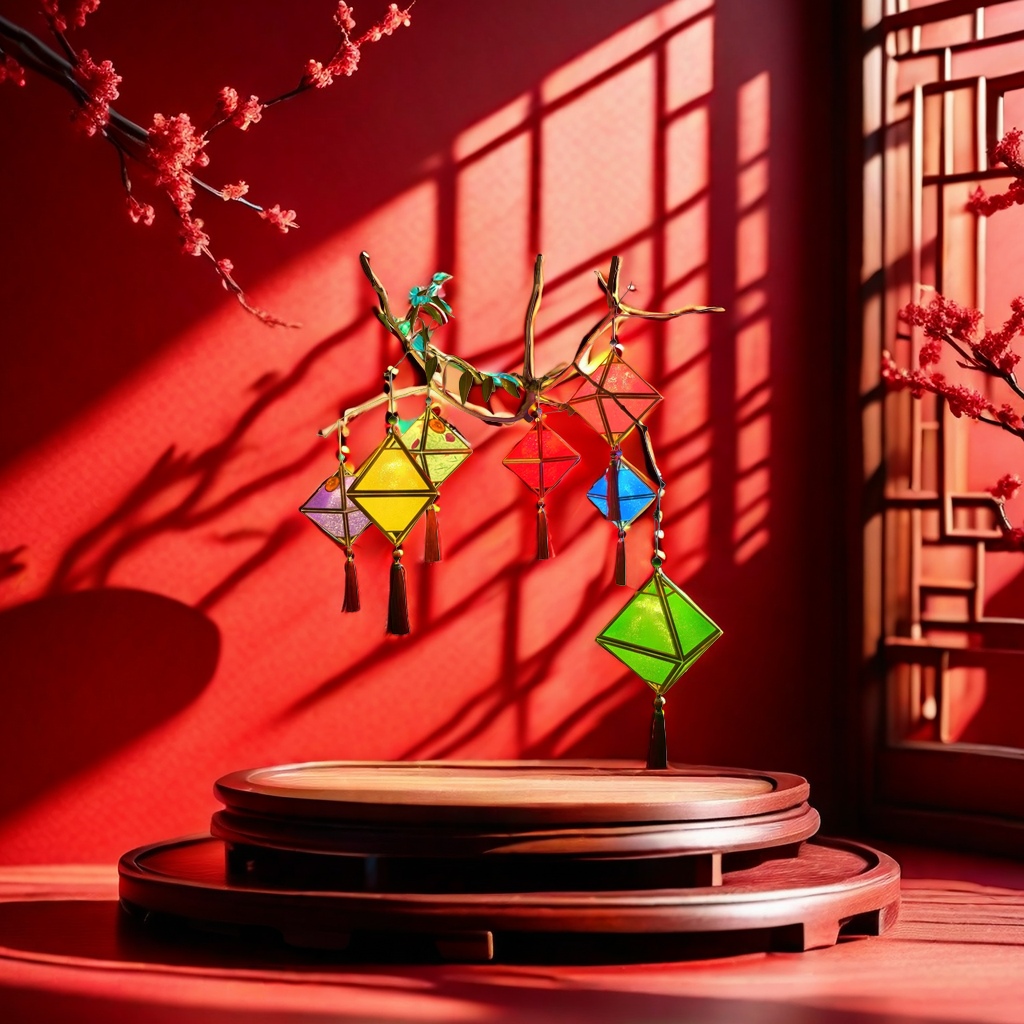 Colorful luminous lanterns, traditional festival decorative lanterns, home courtyard atmosphere lights