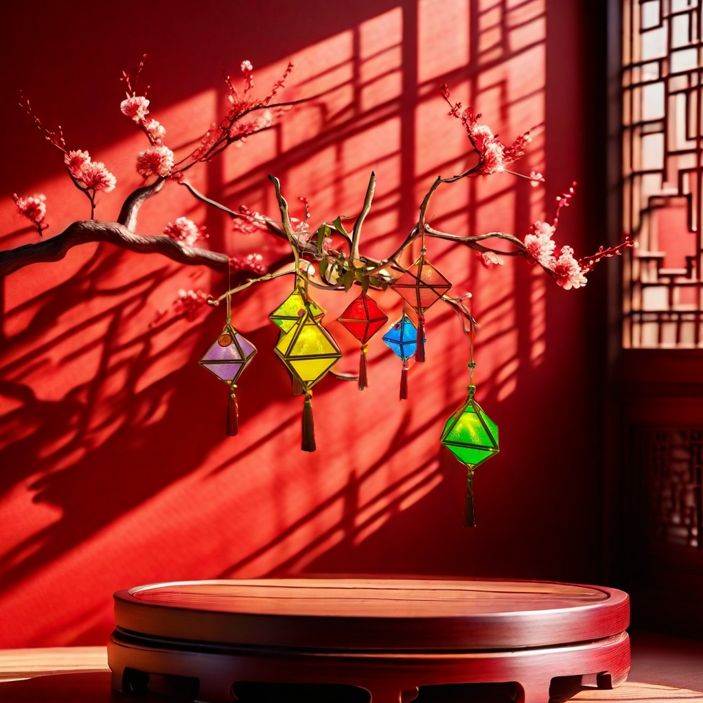 Colorful luminous lanterns, red festive decorative hanging ornaments, outdoor garden lamps Specification image