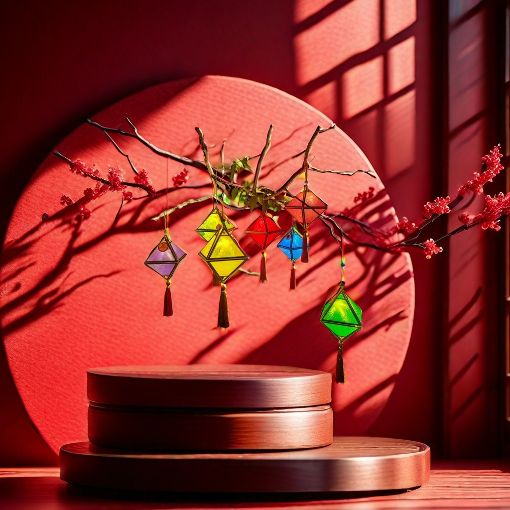 Colorful luminous lanterns, red festive decorative hanging ornaments, outdoor garden lamps Application Scenario