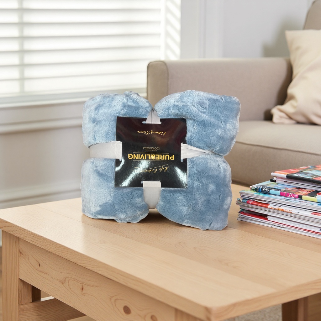 Soft blue blanket, thickened coral fleece winter quilt, air-conditioned, single and double dormitory, household Specification image