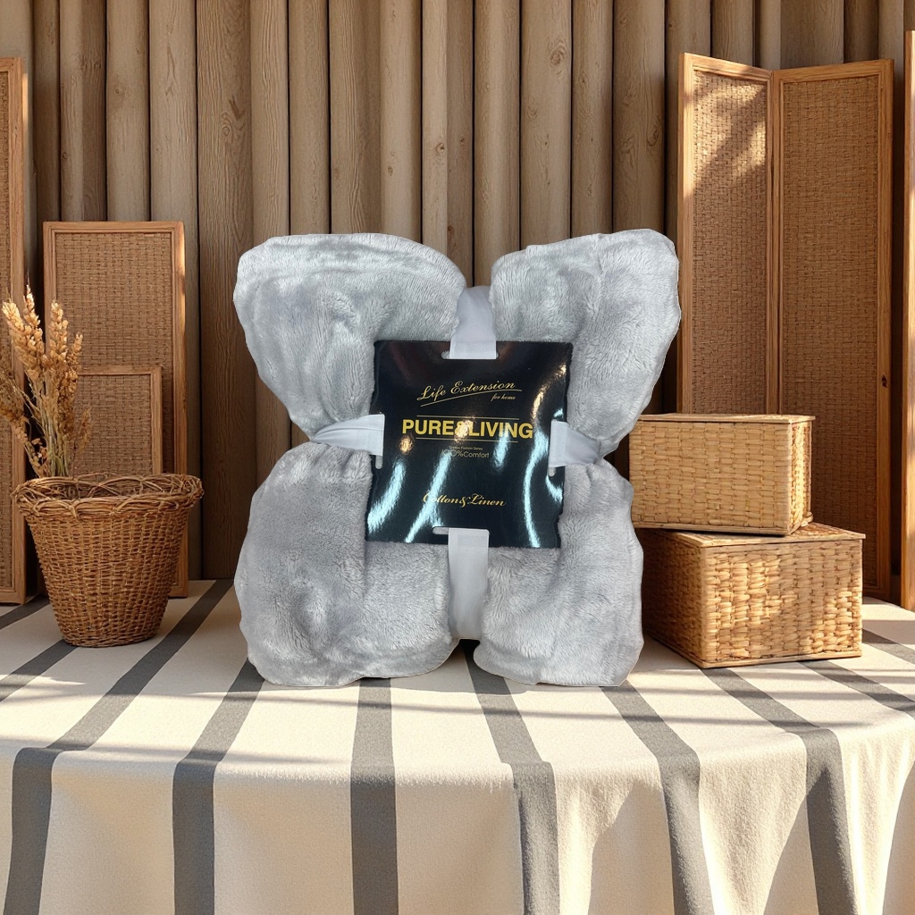 The thickened grey blanket is skin-friendly, soft and warm for home sofa bed cover details Picture