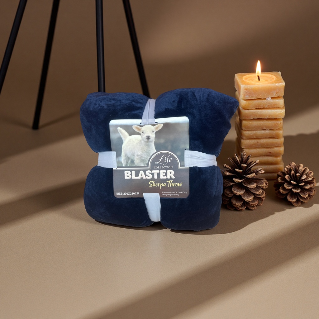 Deep blue thickened coral fleece blanket 150x200cm home warm nap blanket Specification image