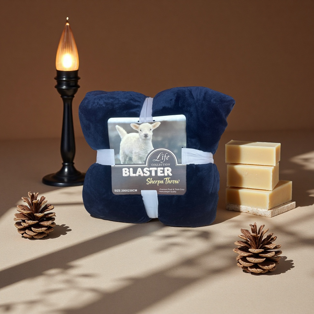 Deep blue thickened coral fleece blanket 150x200cm home warm nap blanket