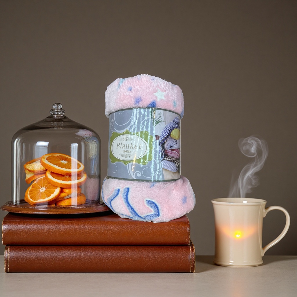 A thick and warm pink plush blanket for the bedroom sofa cover is suitable for home use in autumn and winter details Picture