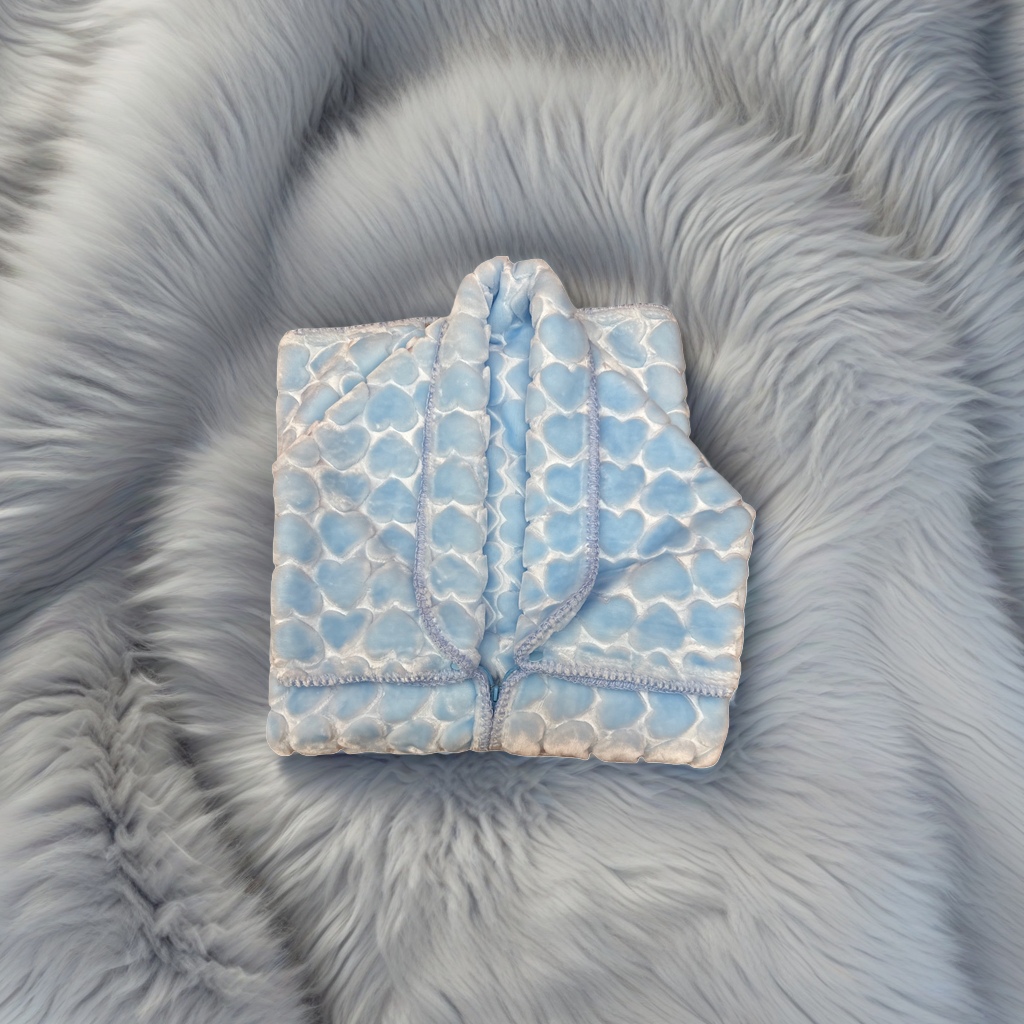 Blue heart-shaped pattern blanket, thickened coral fleece warm blanket, 150x200cm Specification image