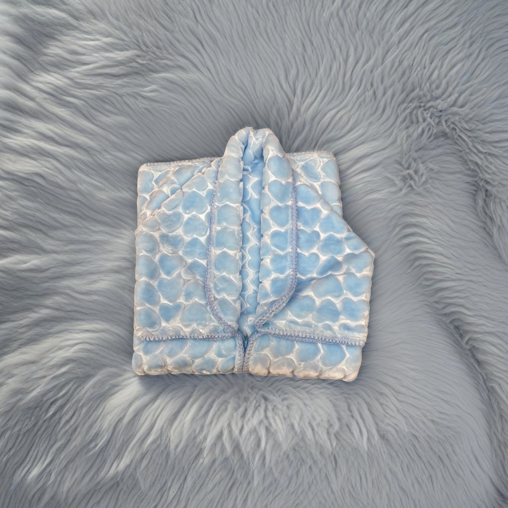 蓝色心形图案毛毯 加厚珊瑚绒保暖毛毯 150x200cm