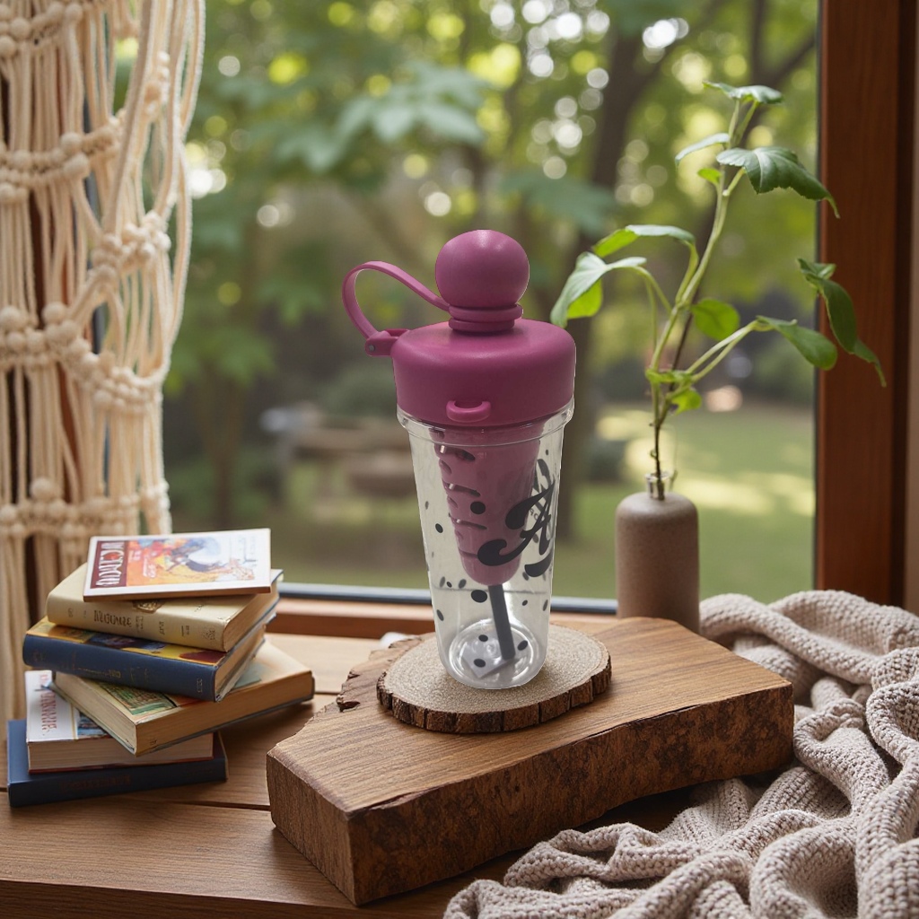 This pink water cup features a fashionable and simple main body. It is a portable large-capacity glass water cup for home and office use