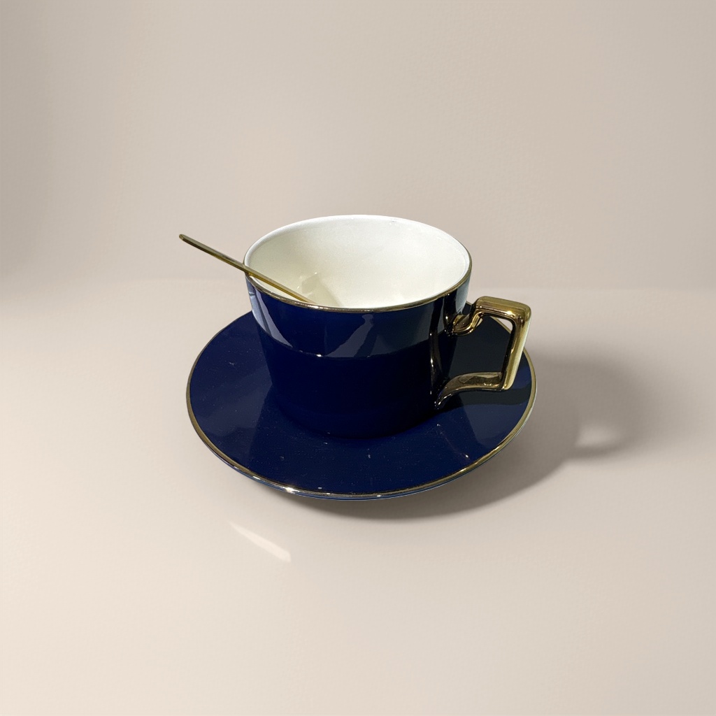 蓝色陶瓷茶杯 高温烧制釉面光滑家用办公水杯