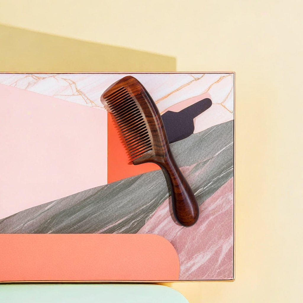 Natural wood rosewood handle comb, whole wood comb, hair comb, household comb, gift and makeup comb Specification image