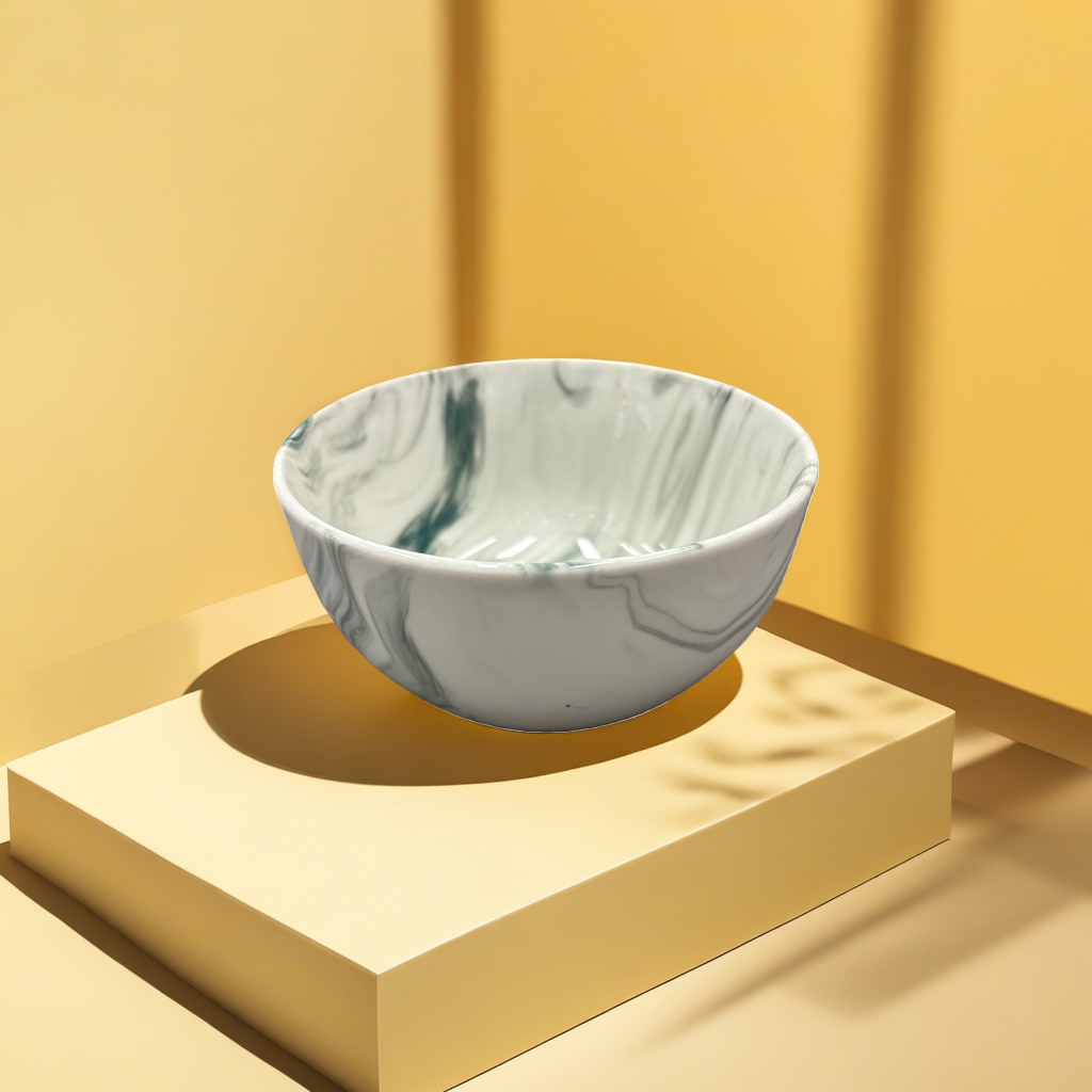绿色大理石纹碗 家用陶瓷餐碗 高颜值北欧风盛饭碗