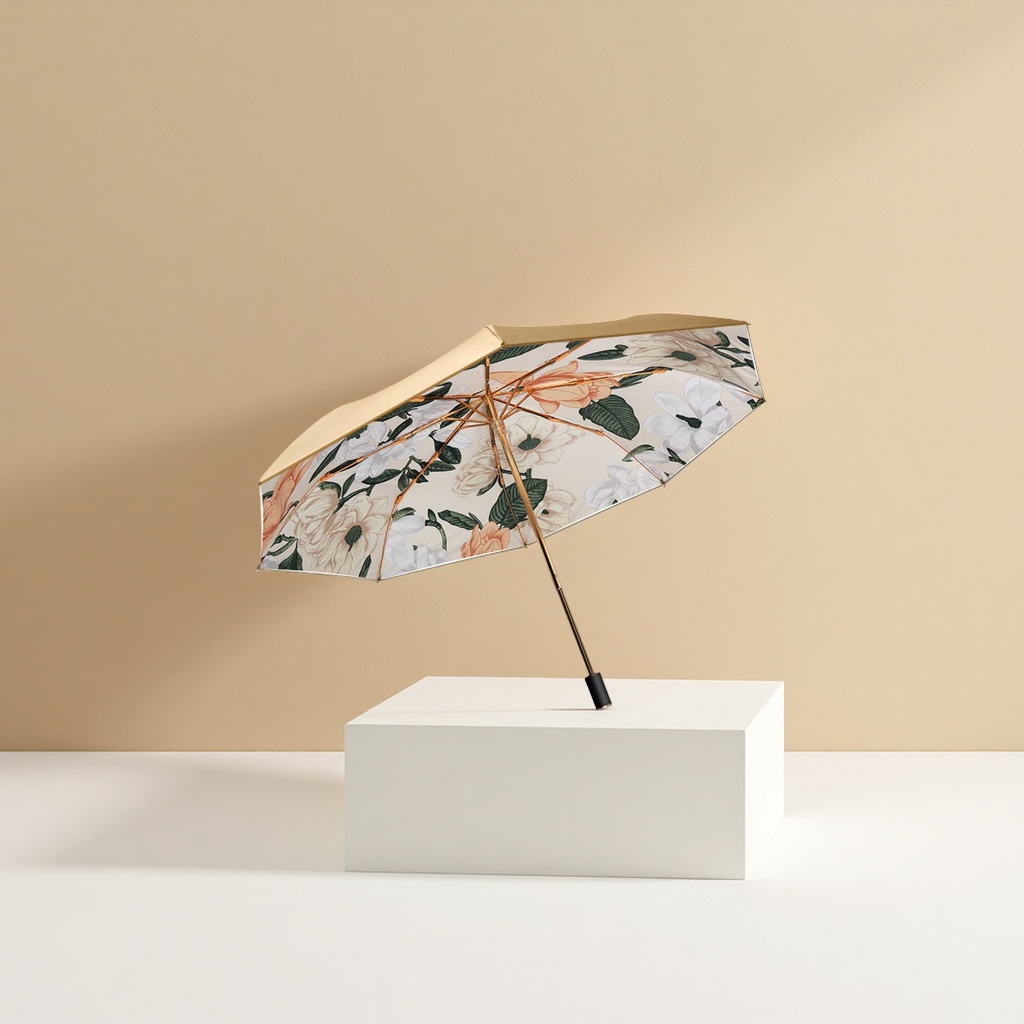 Floral pattern all-weather umbrella, waterproof, sun-proof, lightweight and foldable, suitable for both women and men Specification image