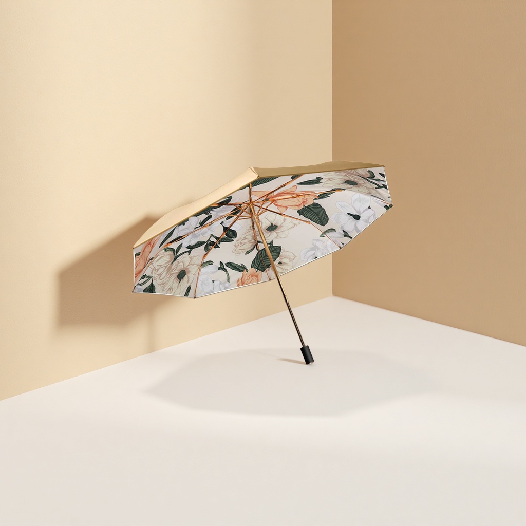 Floral pattern all-weather umbrella, waterproof, sun-proof, lightweight and foldable, suitable for both women and men details Picture