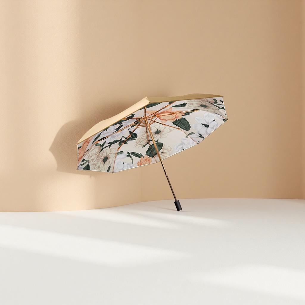 Floral pattern all-weather umbrella, waterproof, sun-proof, lightweight and foldable, suitable for both women and men