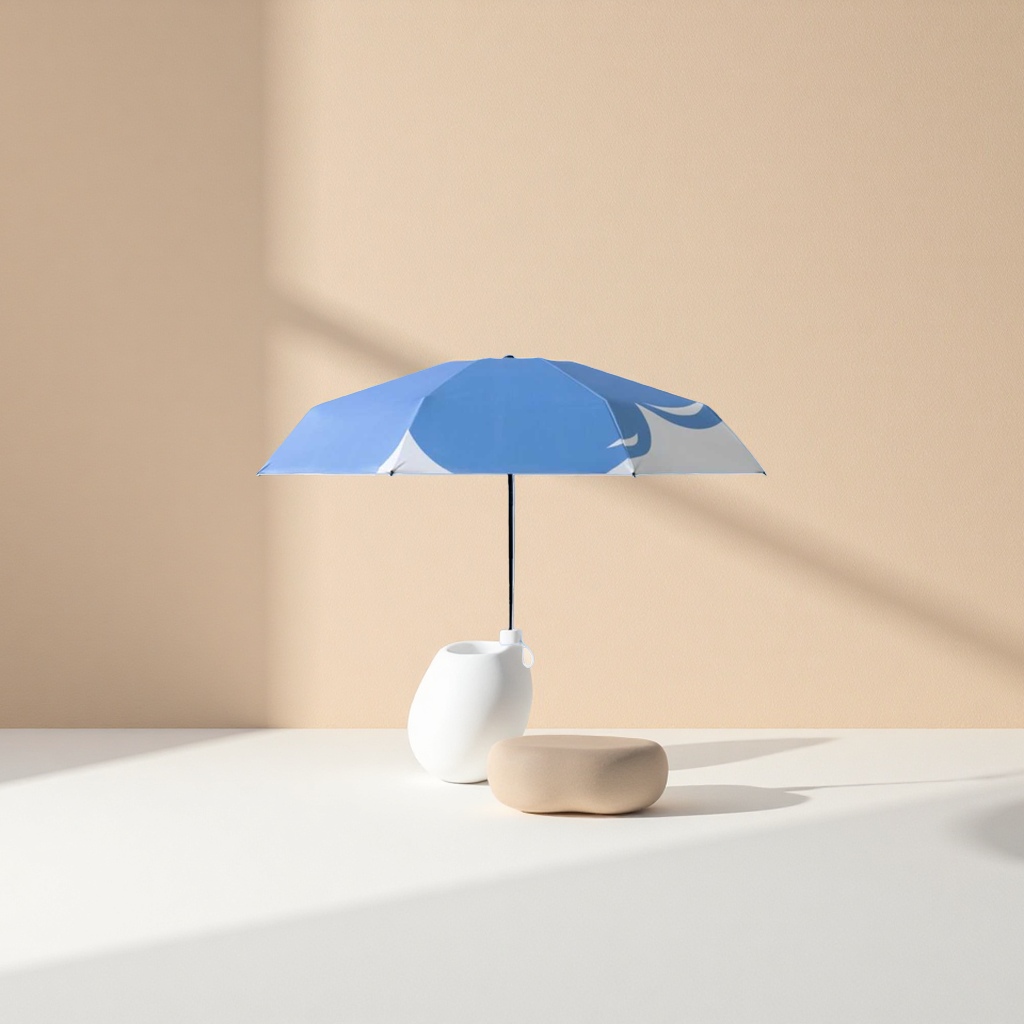 Blue five-fold umbrella, portable sun protection, all-weather folding umbrella Application Scenario