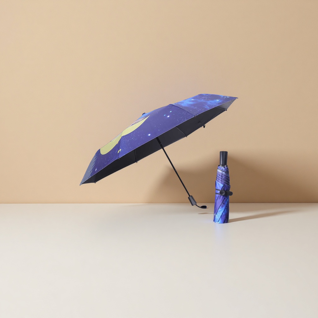 The starry sky patterned folding umbrella is waterproof, sun-proof, portable and suitable for both sunny and rainy days details Picture