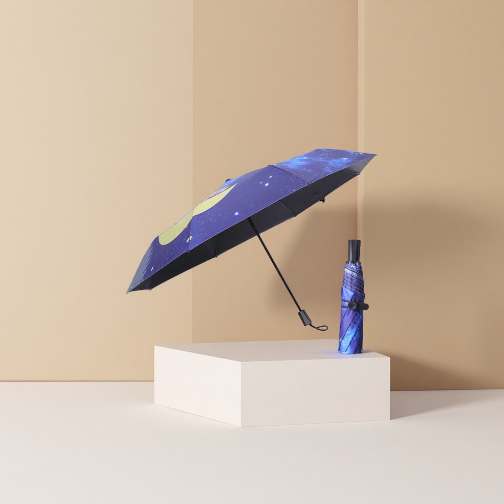 The starry sky patterned folding umbrella is waterproof, sun-proof, portable and suitable for both sunny and rainy days Specification image