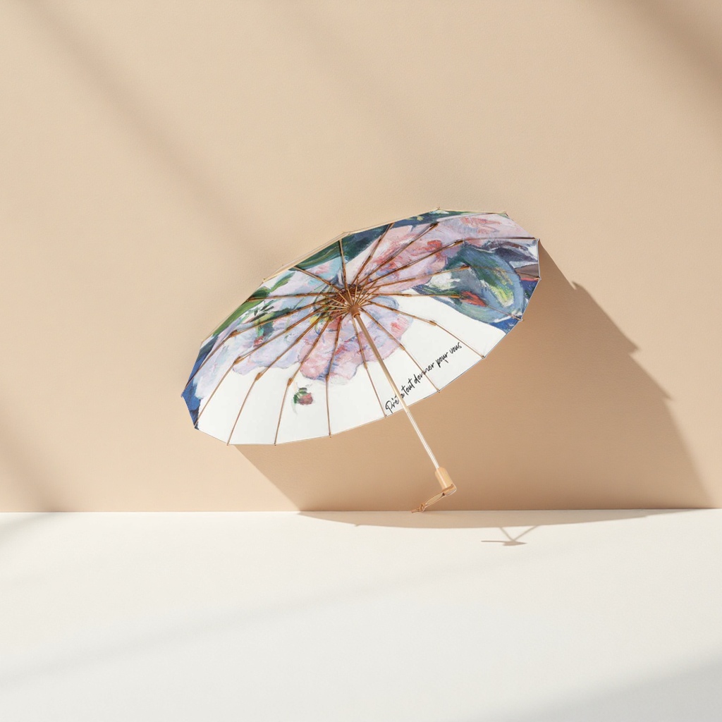 A portable, automatic opening and closing umbrella made of high-density impact-patterned fabric for women Application Scenario