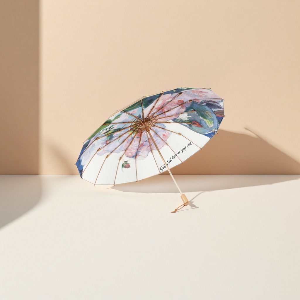 A portable, automatic opening and closing umbrella made of high-density impact-patterned fabric for women details Picture