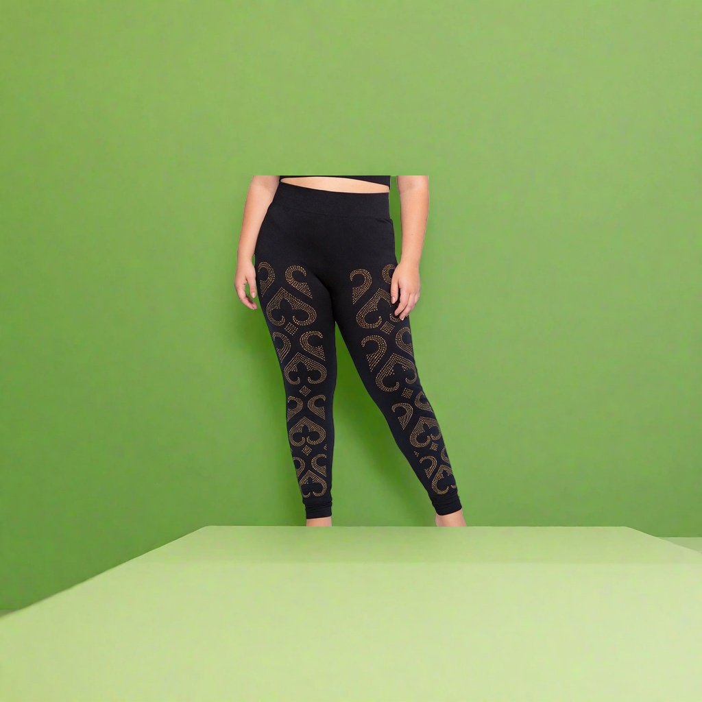 Black gold-patterned high-waisted tight pants, quick-drying and breathable women's fitness yoga sport pants Application Scenario