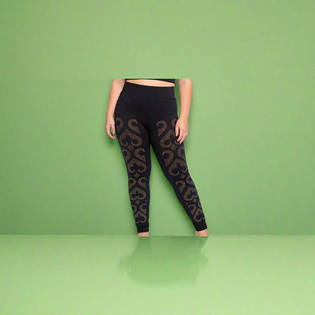 Black gold-patterned high-waisted tight pants, quick-drying and breathable women's fitness yoga sport pants Specification image