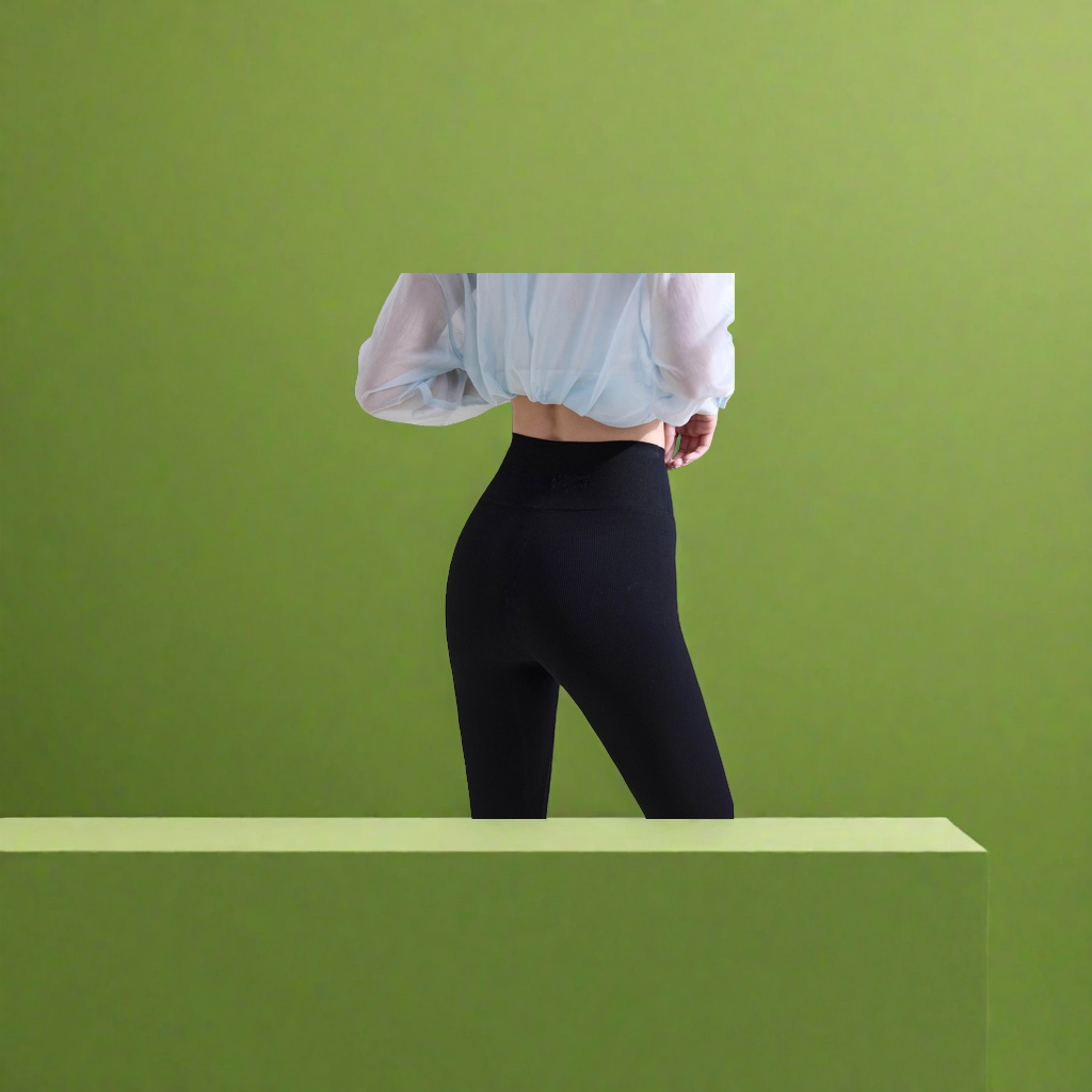 Black high-waisted tight-fitting women's slimming, elastic and form-fitting skinny pants details Picture