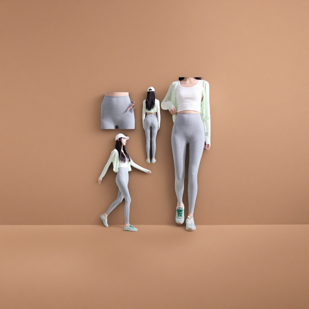 Grey tight pants for women, made of high-elasticity cotton and ammonia blend, can make legs look longer and are suitable for daily wear details Picture
