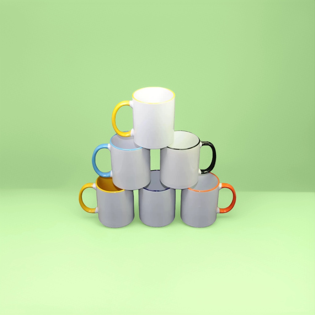 Color handle edge color cup heat transfer printed color handle ceramic cup 350ml high borosilicate heat-resistant household and office water cup Application Scenario