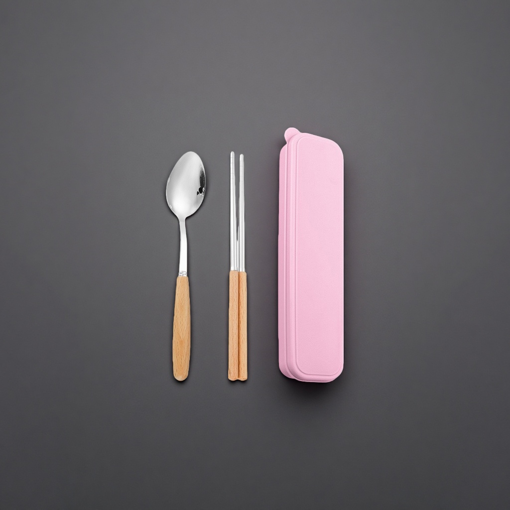Portable tableware set, spoon and chopsticks storage box, travel, picnic, household stainless steel details Picture