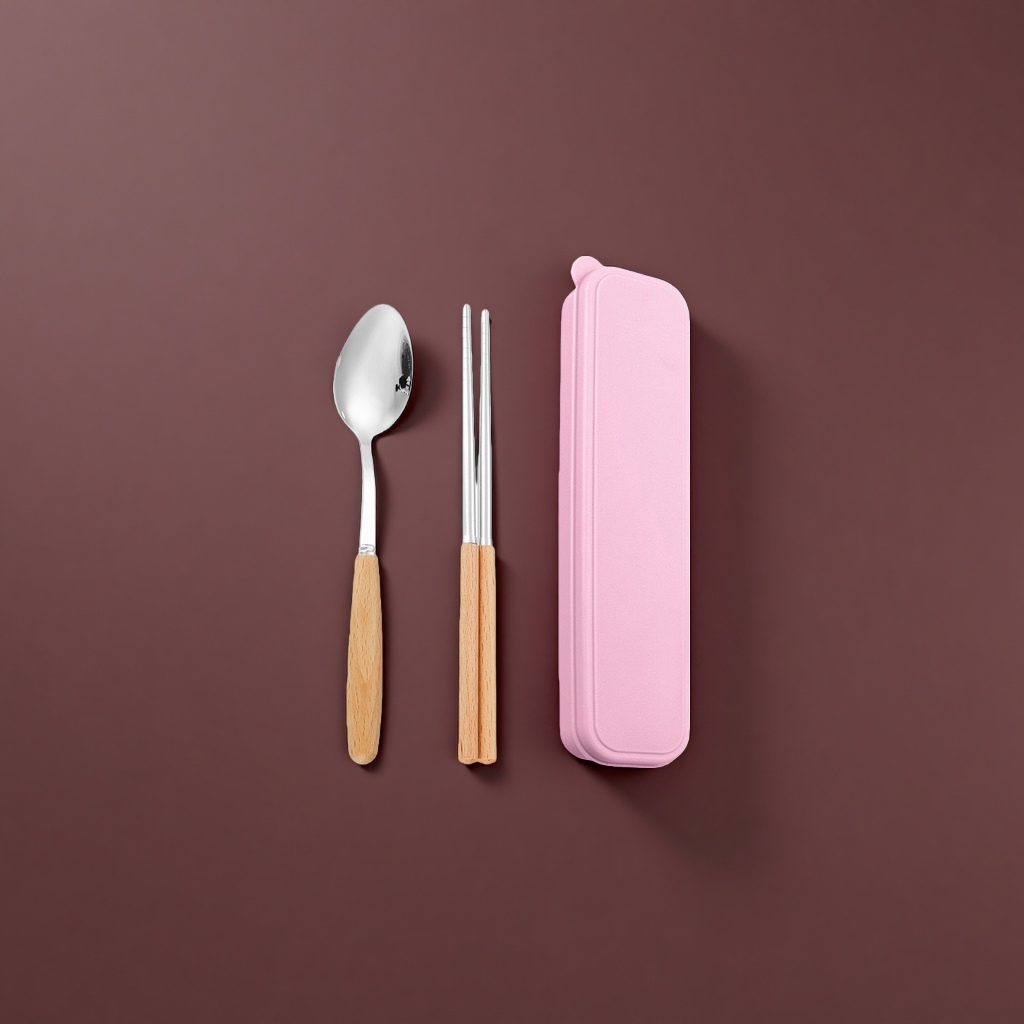 Portable tableware set, spoon and chopsticks storage box, travel, picnic, household stainless steel Specification image