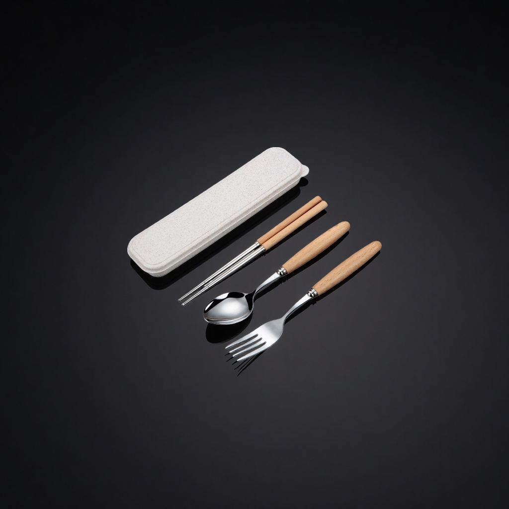 Portable tableware set, chopsticks, spoons, forks, storage box, essential for travel and picnics details Picture