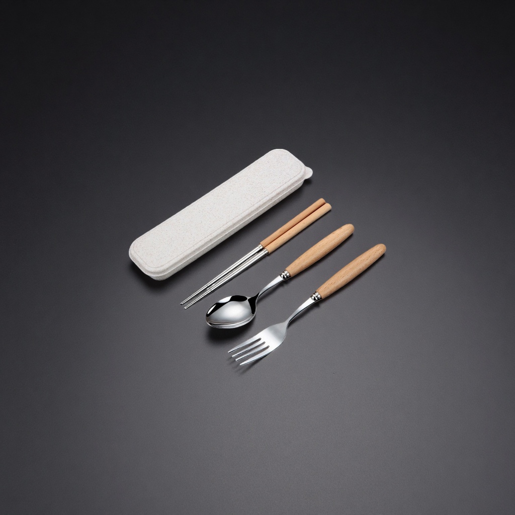 Portable tableware set, chopsticks, spoons, forks, storage box, essential for travel and picnics