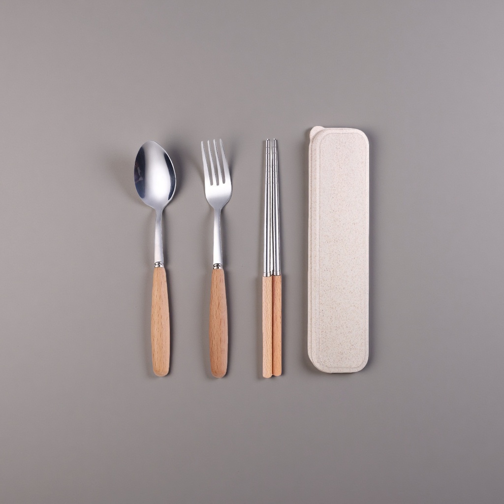 Tableware set, spoon, fork and chopsticks storage box, portable, home and travel compartment-organized Application Scenario