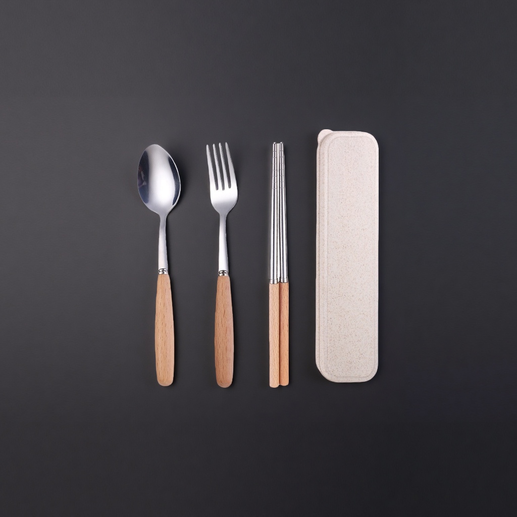 Tableware set, spoon, fork and chopsticks storage box, portable, home and travel compartment-organized Specification image